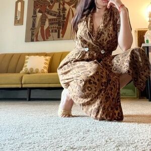 Vintage Robbie Bee Silk Dress Sz 6 Animal Print